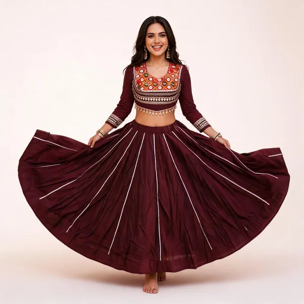 Maroon_Roman_Silk_Lehenga_Set_For_Women