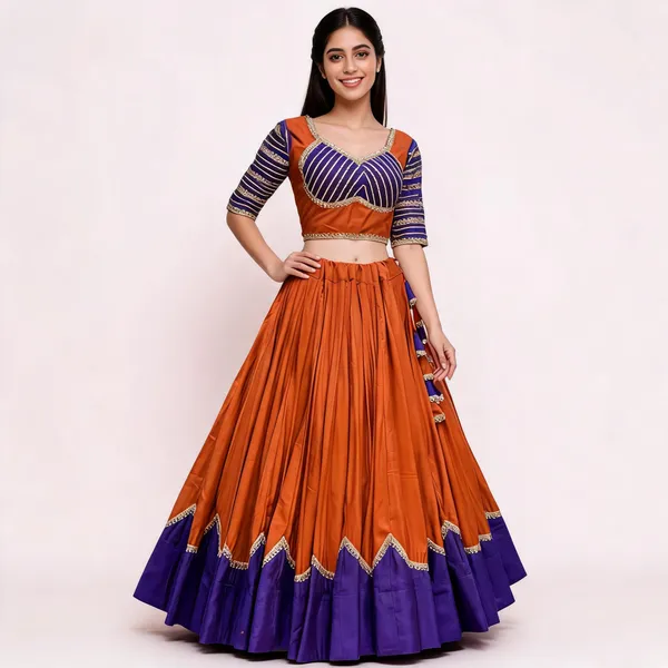 Orange_Roman_Silk_Lehenga_Choli_For_Women