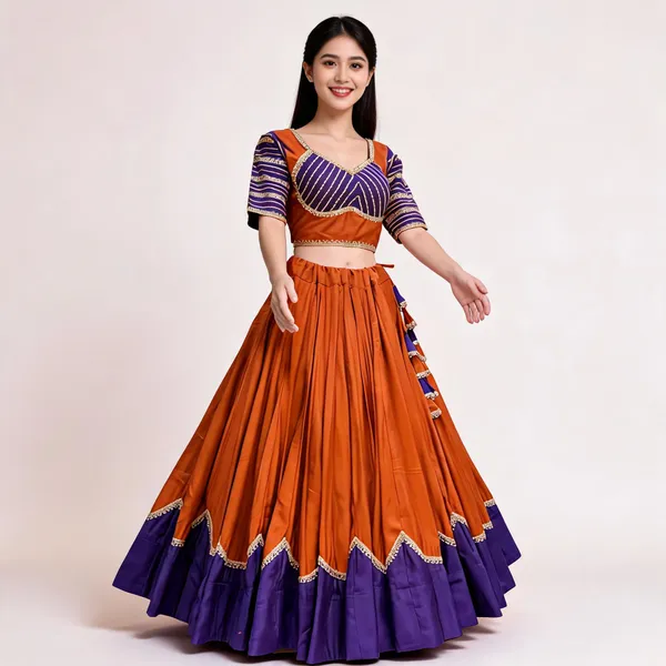 Orange_Roman_Silk_Lehenga_Choli_For_Women