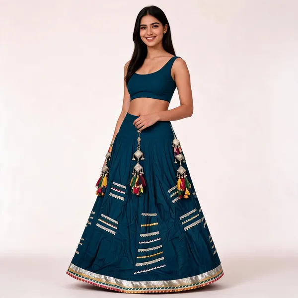 Teal_Rayon_Ghagra_For_Women