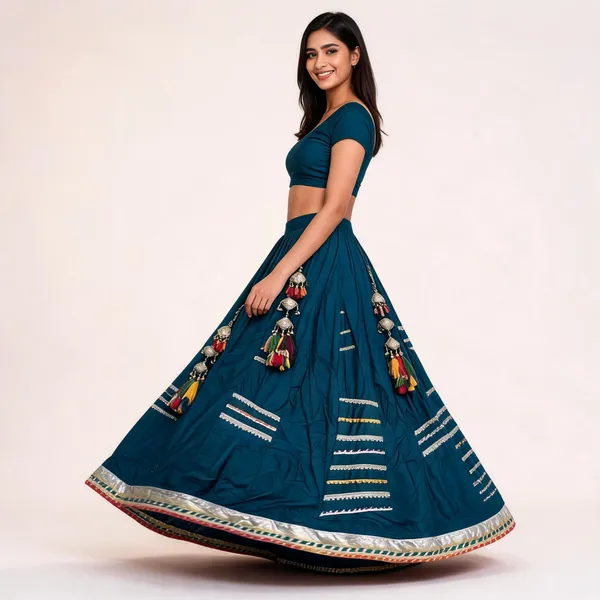 Teal_Rayon_Ghagra_For_Women