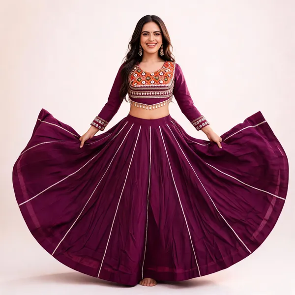 Wine_Roman_Silk_Lehenga_Choli_For_Women