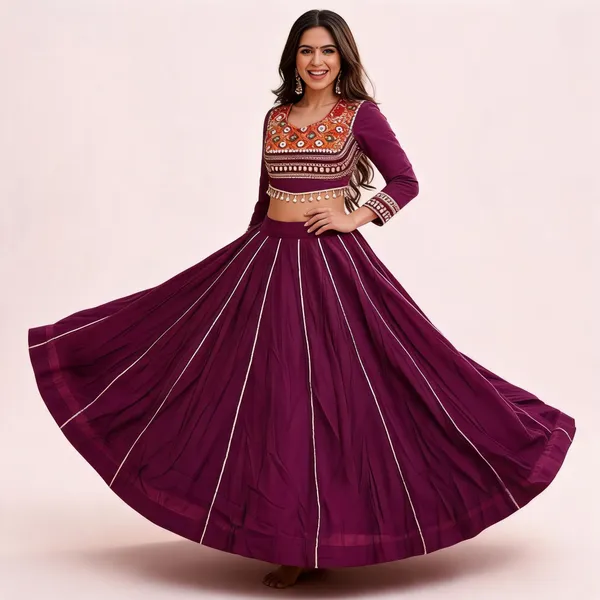 Wine_Roman_Silk_Lehenga_Choli_For_Women