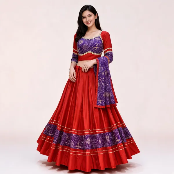 Red_And_Purple_Roman_Silk_Lehenga_Choli_For_Women