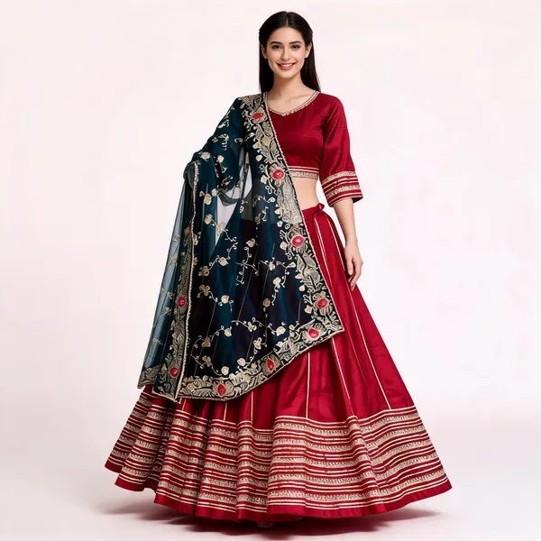 Maroon_Roman_Silk_Lehenga_Choli_For_Women