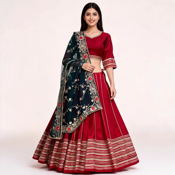 Maroon_Roman_Silk_Lehenga_Choli_For_Women