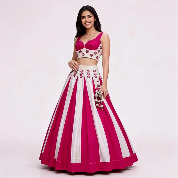 Pink_And_White_Roman_Silk_Lehenga_Choli_For_Women