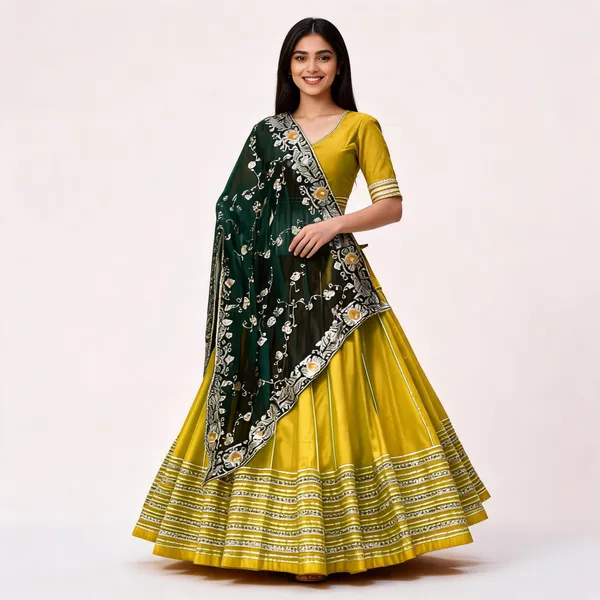 Green_Yellow_Roman_Silk_Lehenga_Choli_For_Women
