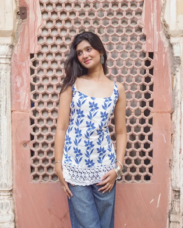 Chhaya_Jaipur_Block_Print_Halter_Neck_Short_Kurti_|_Summer_Ethnic_Wear_|_Jaipur_Trendz