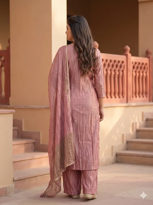 Dusty_Rose_Crushed_Tissue_Silk_Kurta_Set_with_Handcrafted_Zari_&_Floral_Mirror-Work_Embroidery