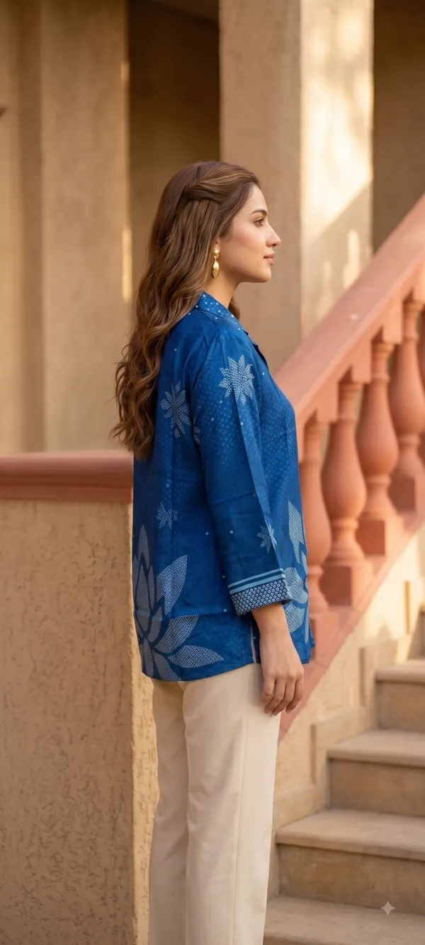 Ethnic_Blue_Crape_Bandhani_Printed_shirt