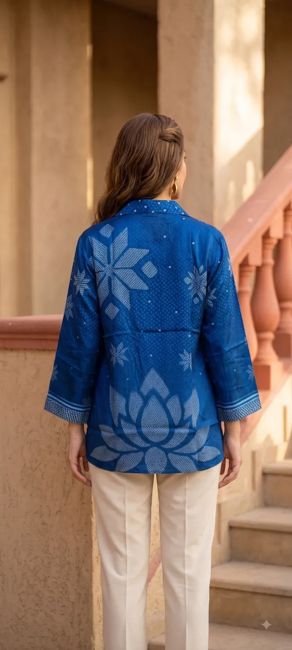 Ethnic_Blue_Crape_Bandhani_Printed_shirt