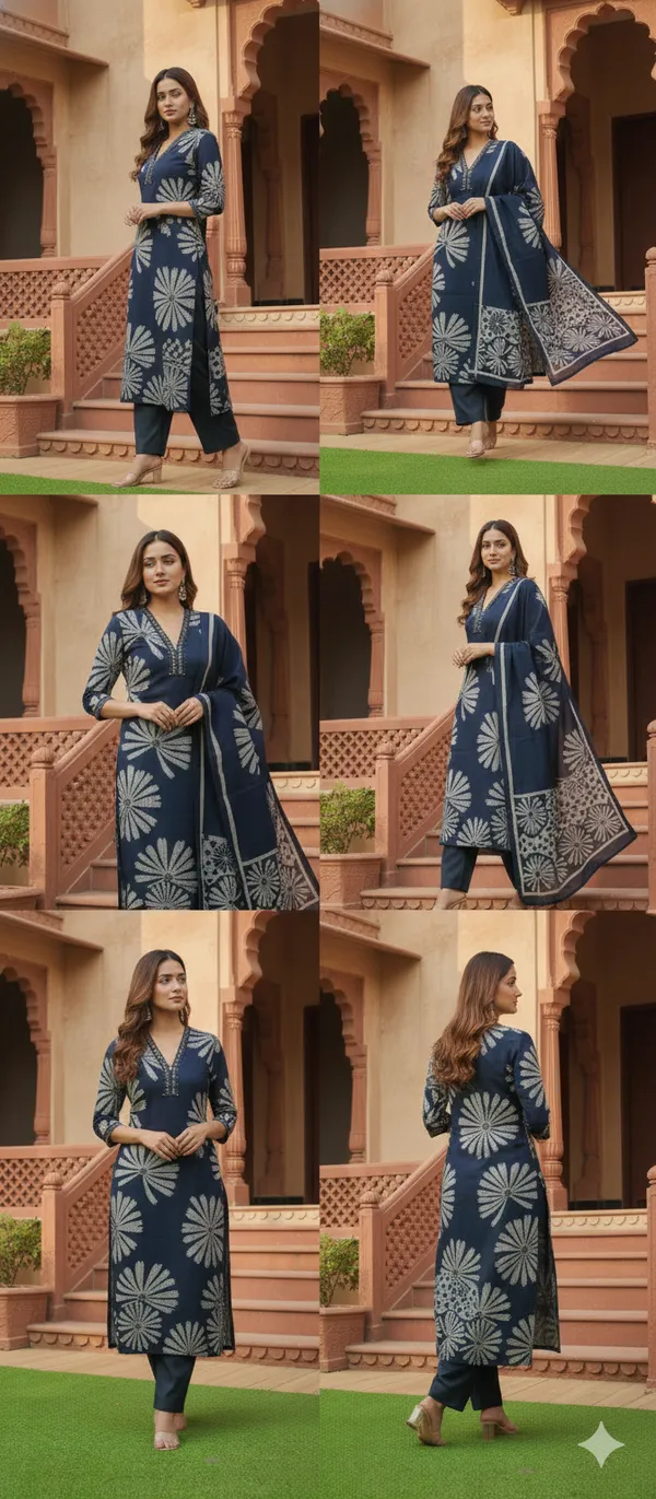 Hand-Block_Printed_Kurta_Set_with_Kota_Doria_Dupatta