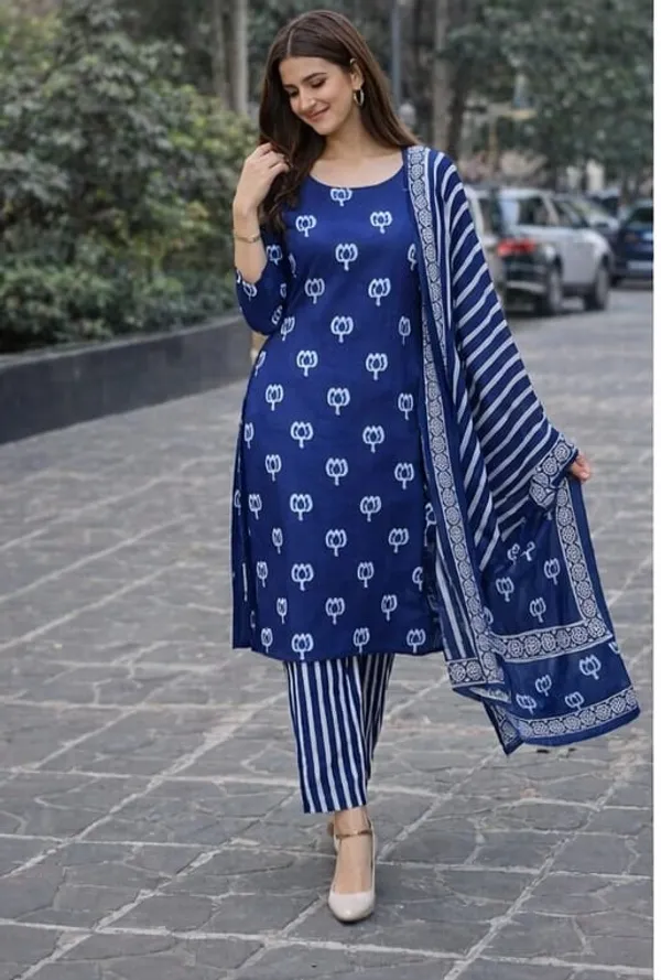 Indigo_Lotus_Hand-Block_Printed_Straight_Kurta_Set