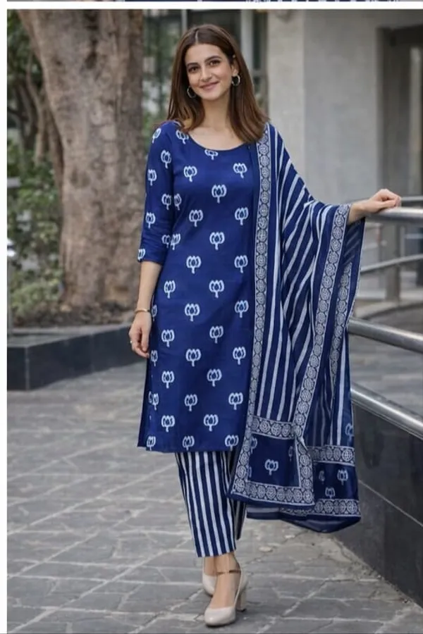 Indigo_Lotus_Hand-Block_Printed_Straight_Kurta_Set