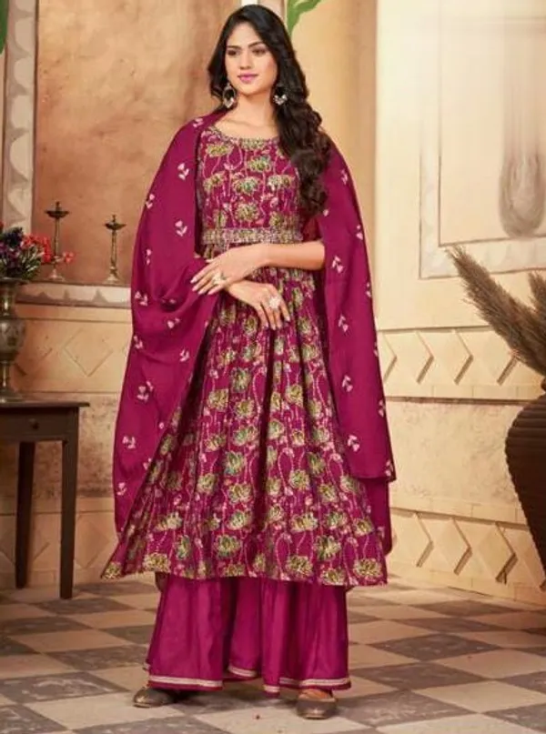 Maroon_Anarkali_kurta_with_full_handwork_belt