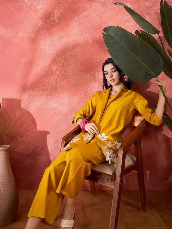 Mustard_Floral_Co-Ord_Set_With_Embroidery_Jacket