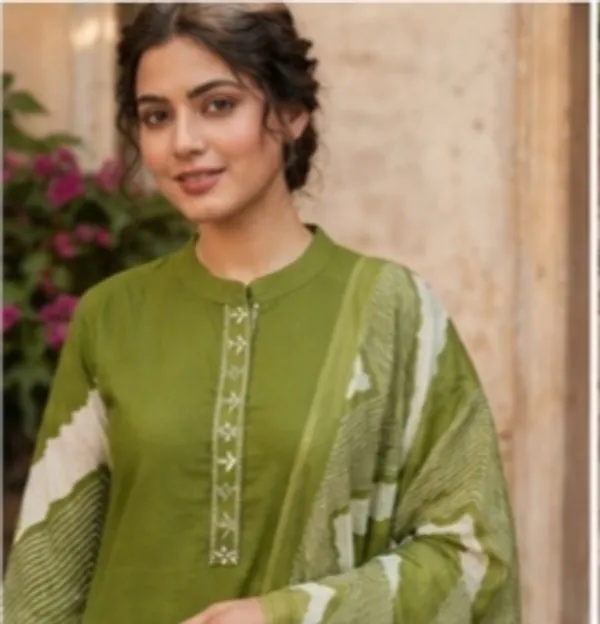 Olive_Green_Leheriya_Print_Kurta_Set