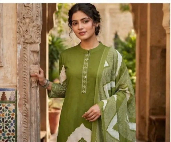 Olive_Green_Leheriya_Print_Kurta_Set