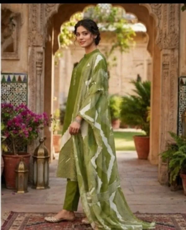 Olive_Green_Leheriya_Print_Kurta_Set