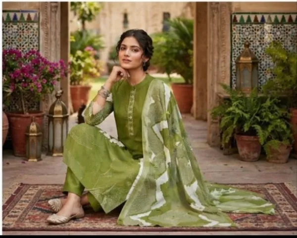 Olive_Green_Leheriya_Print_Kurta_Set