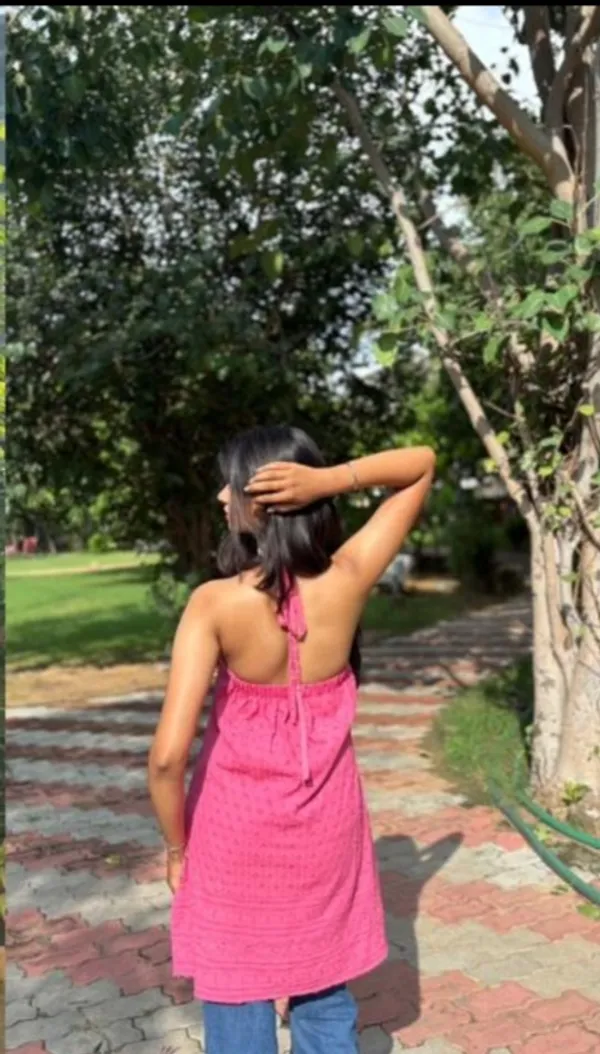 Gulabo_Pink_Chikankari_Halter_Kurti_|_Embroidered_Short_Kurti_|_Jaipur_Trendz