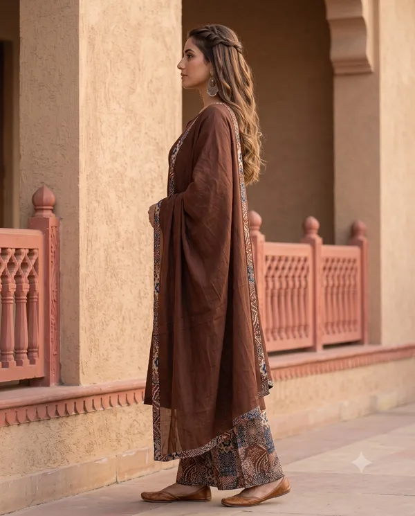 Roasted_Coffee_Brown_Cotton_Kurta_Set_|_Patchwork_Panel_&_Wide-Leg_Pal…