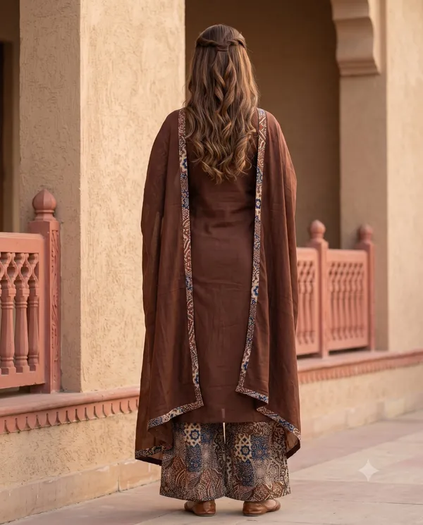 Roasted_Coffee_Brown_Cotton_Kurta_Set_|_Patchwork_Panel_&_Wide-Leg_Pal…
