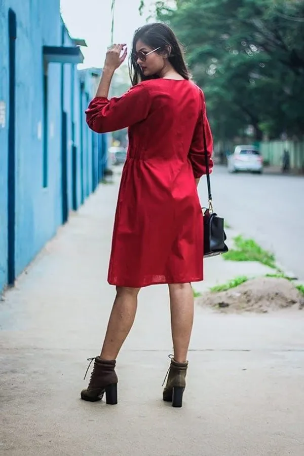 Stylish_red_cotton_dress