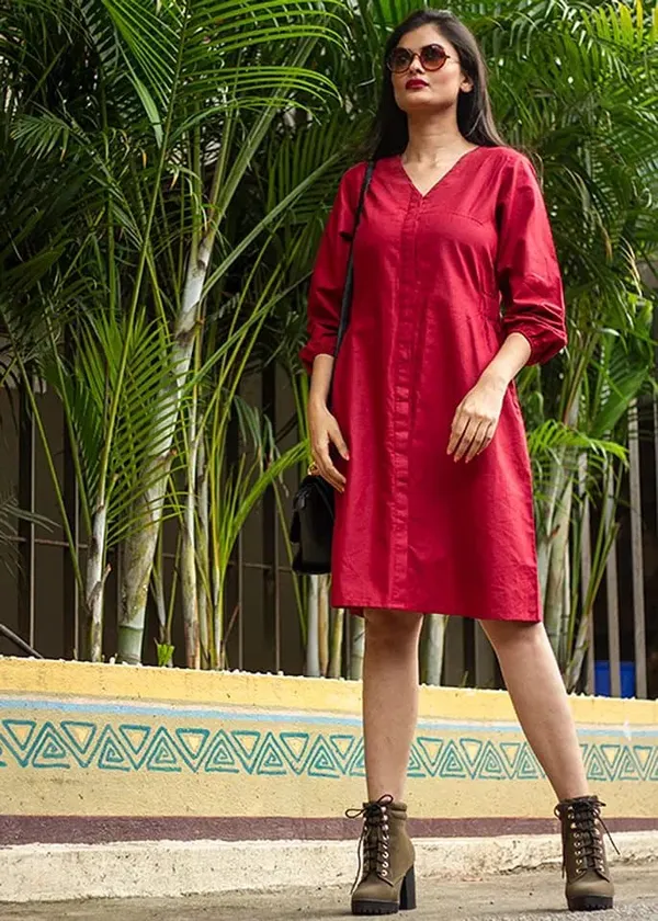 Stylish_red_cotton_dress