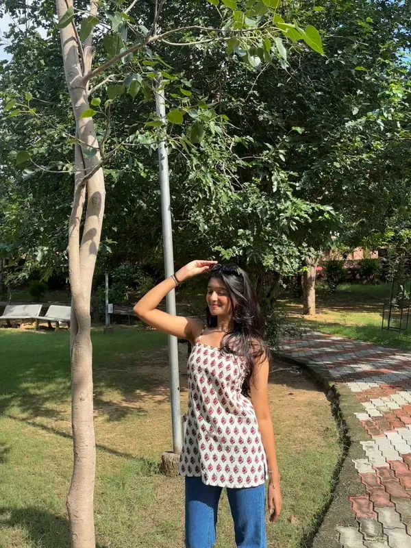 Sanjh_Pink_Printed_Corset_Back_Cotton_Top_|_Short_Kurti_|_Jaipur_Trendz