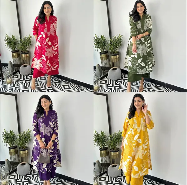 Trendy_floral_print_kurta_pant_set