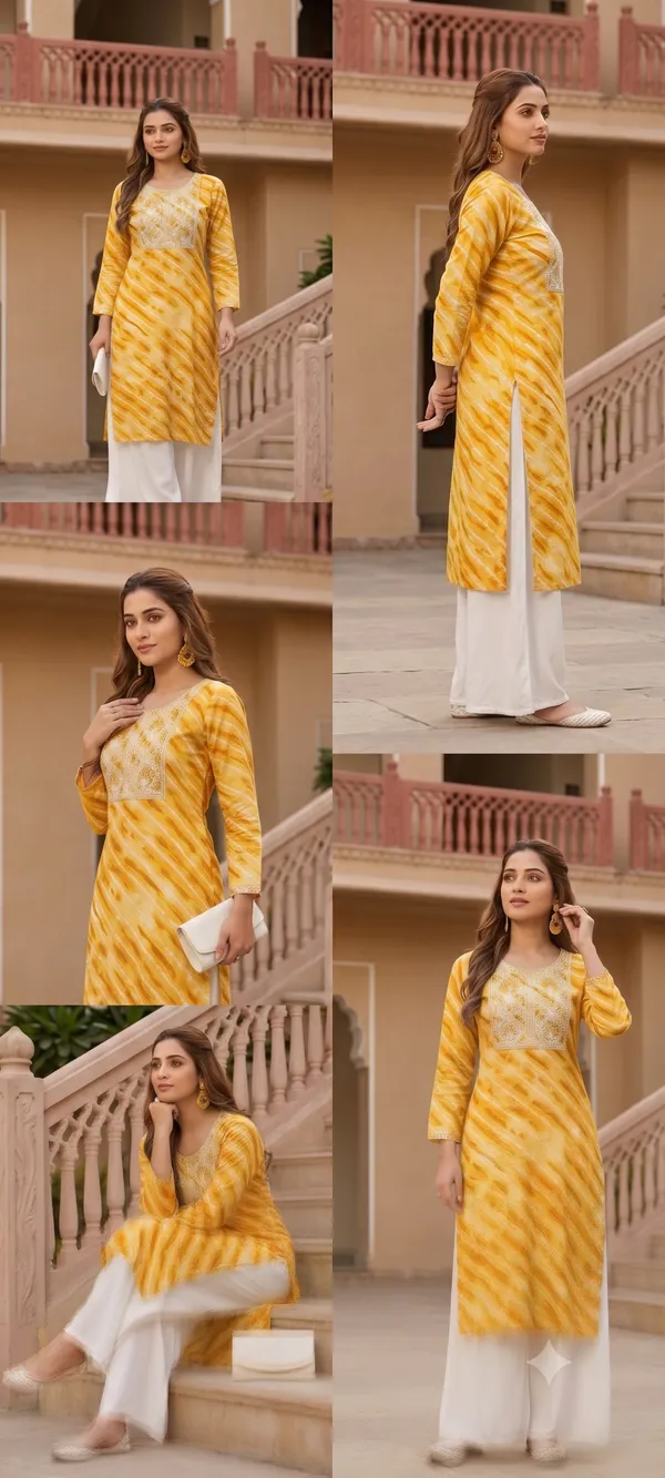 Leheriya_Georgette_Kurta_|_Silver_Zari_Gota_Patti_Embroidered_Yoke_|_Jaipur_Trendzz