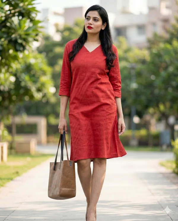 Slub_Cotton_V_Neck_One_Pc_Office_Wear_N_Formal_Wear