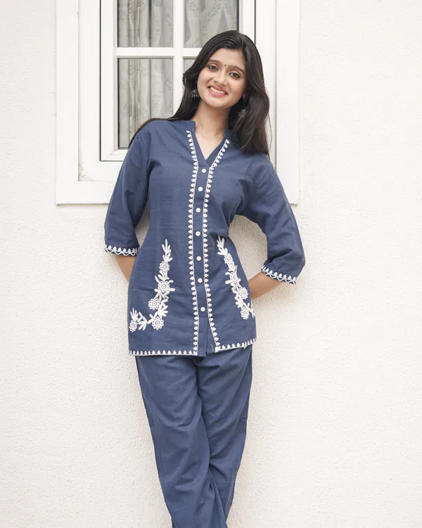 Embroidered_Cotton-Linen_Co-Ord_Set_with_Pockets_|_Indigo_Blue_|_Jaipur_Trendz