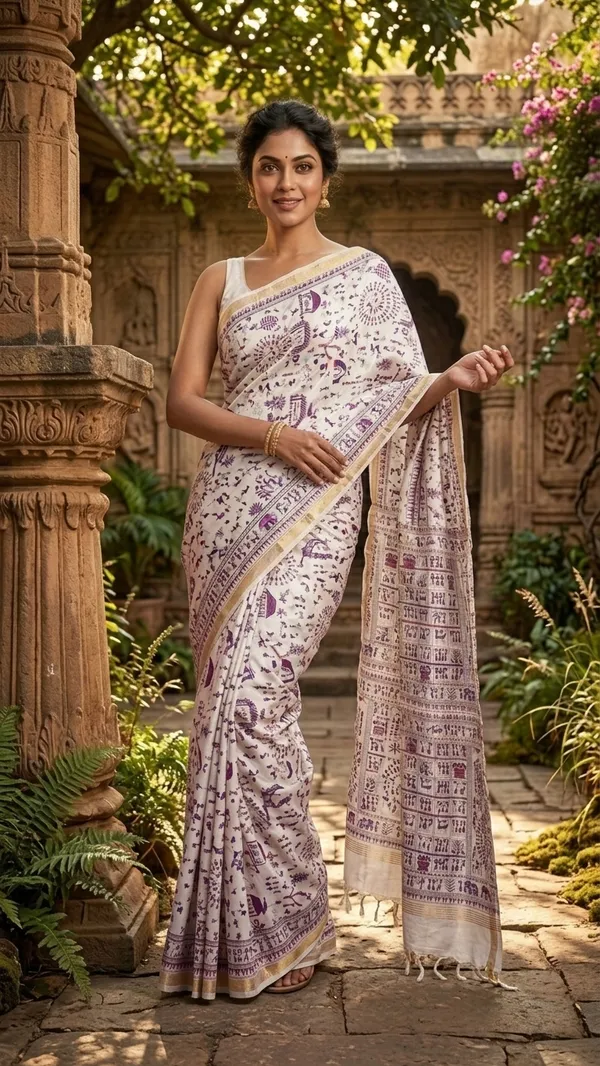 Bhagalpuri_Handloom_Warli_Print_on_Premium_Quality_Soft_Katan_Tussar_Silk_Saree_in_White