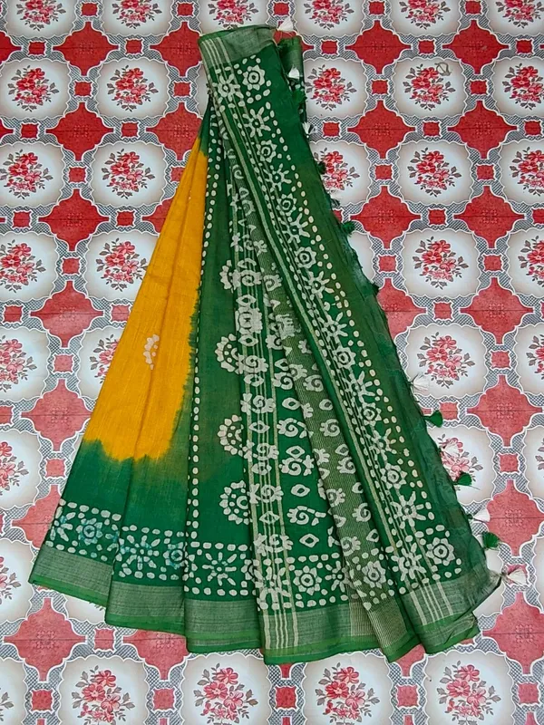 Bhagalpuri_Handloom_Linen_Blend_Batik_Saree_With_Running_BLouse_Piece