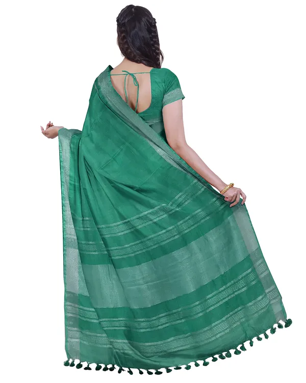 Bhagalpuri_Handloom_Cotton-Linen_Blend_Saree_With_Running_Unstiched_Blouse_Piece_(Lake_Grey_&_Mint_Green)