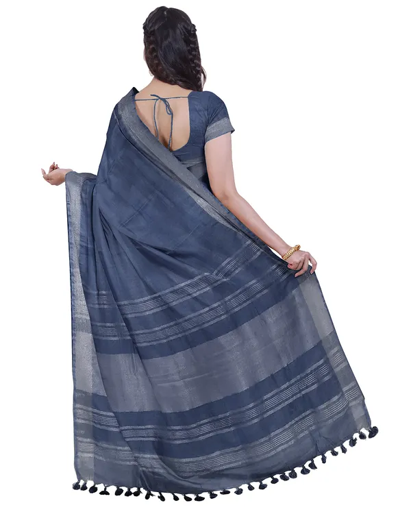 Bhagalpuri_Handloom_Cotton-Linen_Blend_Saree_With_Running_Unstiched_Blouse_Piece_(Lake_Grey_&_Mint_Green)