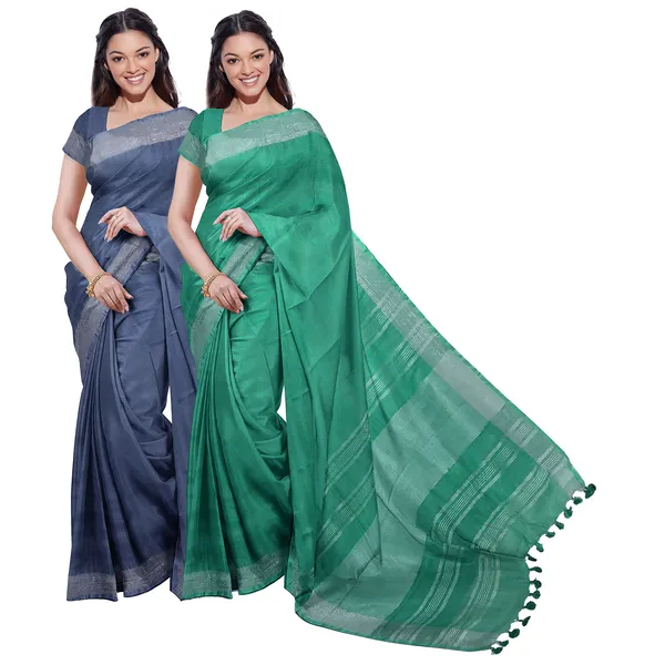 Bhagalpuri_Handloom_Cotton-Linen_Blend_Saree_With_Running_Unstiched_Blouse_Piece_(Lake_Grey_&_Mint_Green)