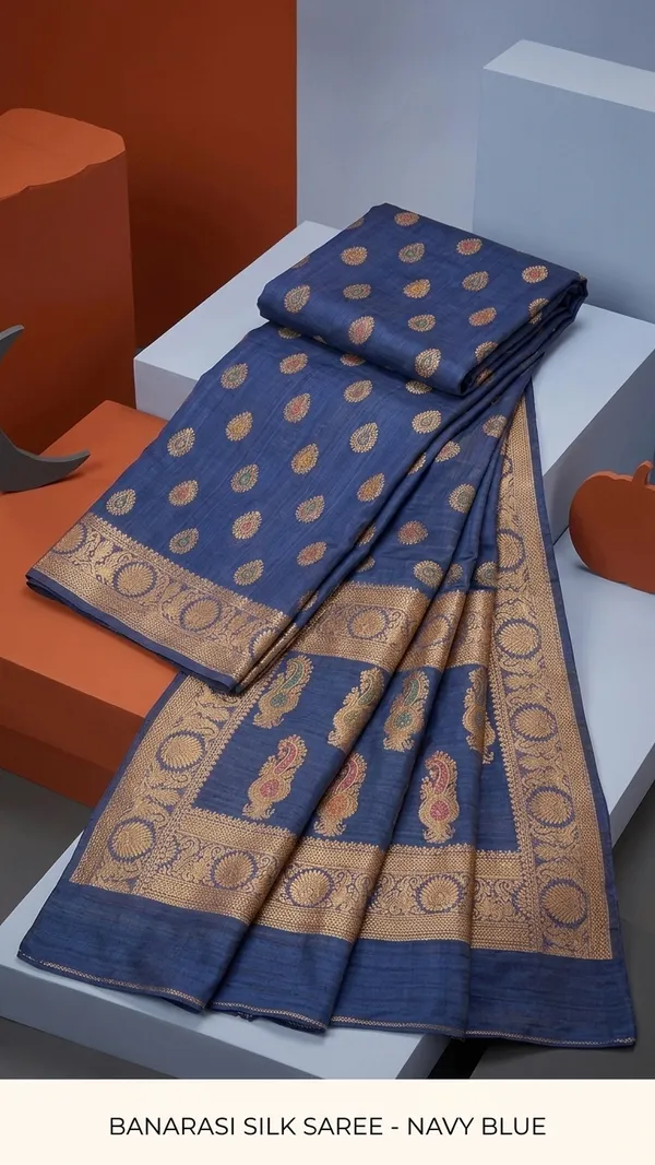 Eri_Tussar_Silk_Handloom_Banarasi_Saree_with_Rich_Zari_Weaving