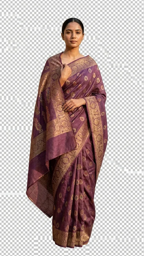 Eri_Tussar_Silk_Handloom_Banarasi_Saree_with_Rich_Zari_Weaving
