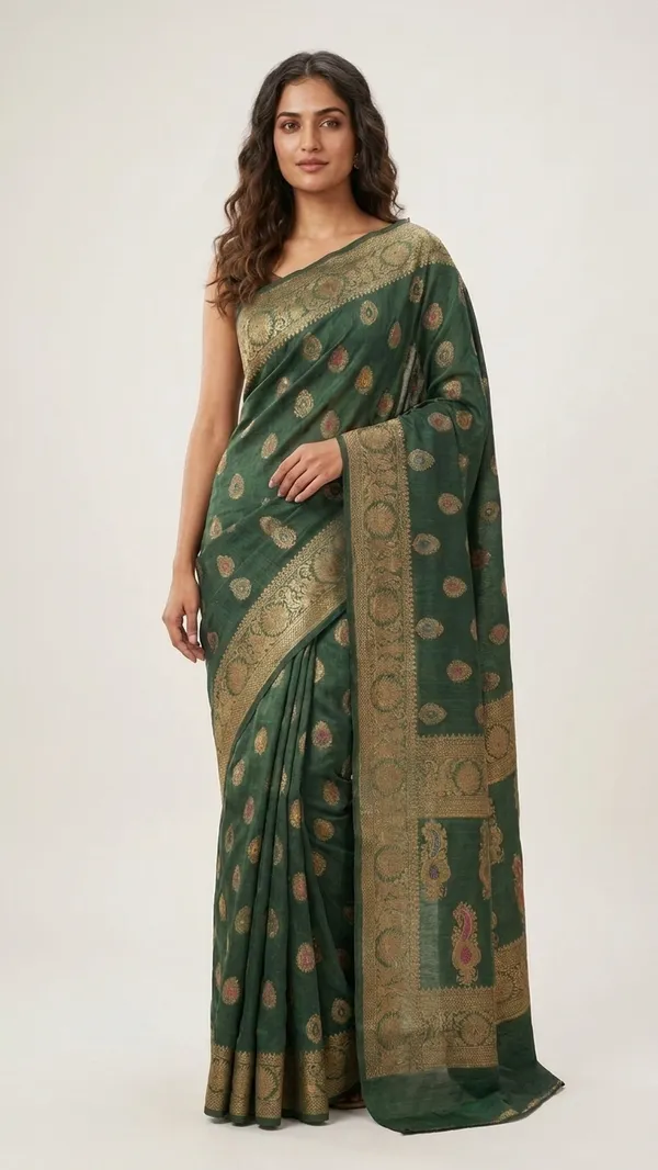 Eri_Tussar_Silk_Handloom_Banarasi_Saree_with_Rich_Zari_Weaving