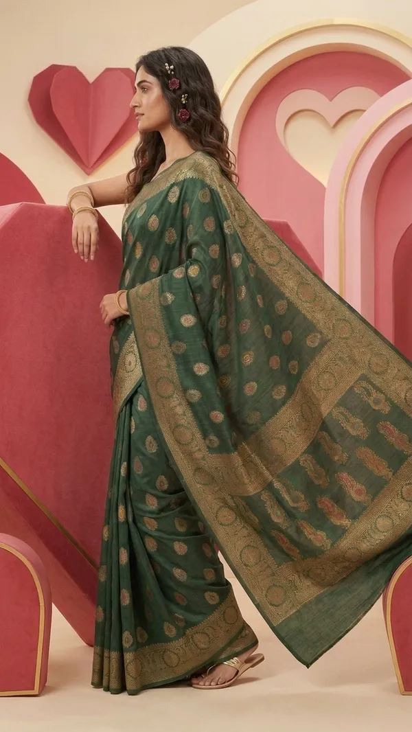 Eri_Tussar_Silk_Handloom_Banarasi_Saree_with_Rich_Zari_Weaving