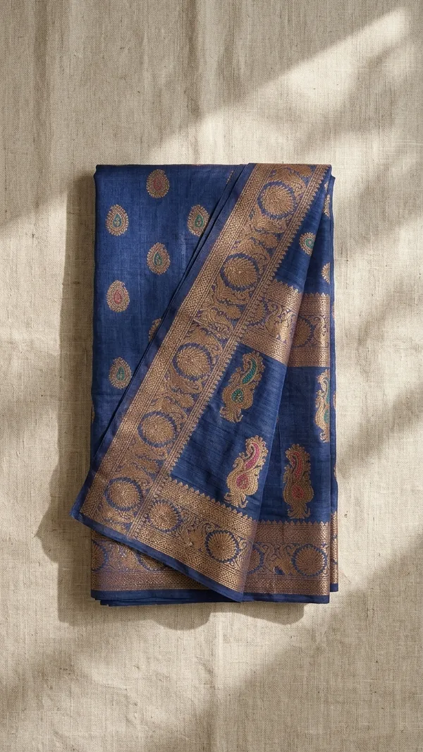 Eri_Tussar_Silk_Handloom_Banarasi_Saree_with_Rich_Zari_Weaving