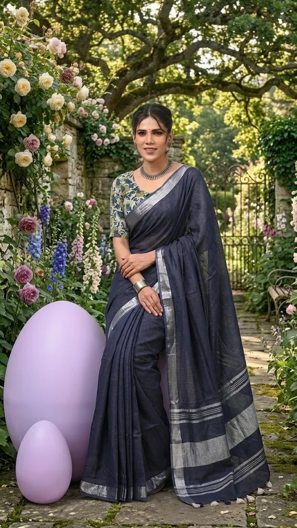Handwoven_Linen_Blend_Saree_With_Running_Blouse_Piece(Grey)