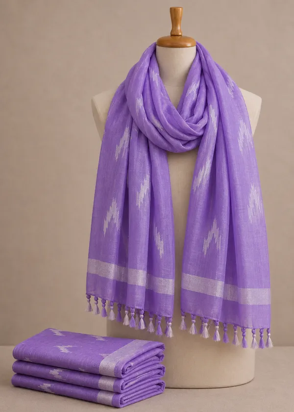 Linen_Cotton_Blend_Zari_Weaving_Handloom_Ikkat_Dupatta_(300087_Lavender_Purple)