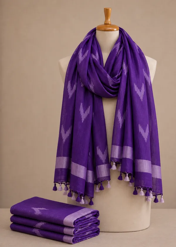 Linen_Cotton_Blend_Zari_Weaving_Handloom_Ikkat_Dupatta_(12016_French_Purple)