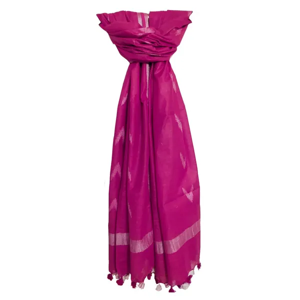 Linen_Cotton_Blend_Zari_Weaving_Handloom_Ikkat_Dupatta_(12007_Deep_Pink)