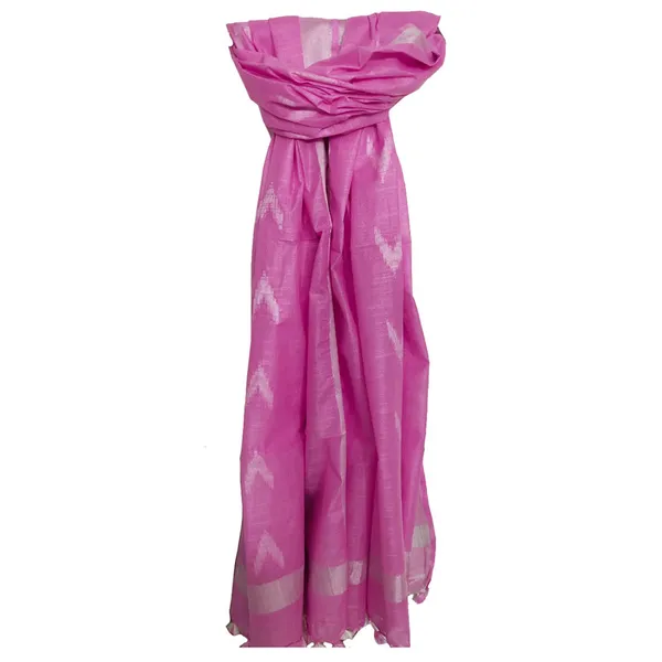 Linen_Cotton_Blend_Zari_Weaving_Handloom_Ikkat_Dupatta_(12018_Hot_Pink)